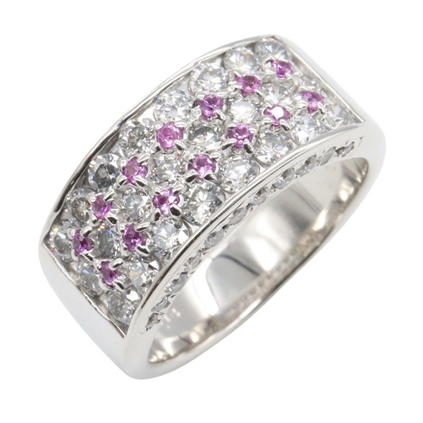 JEWELRY Pink Sapphire Diamond Ring 18KWG White Gold Used women US size 5.75