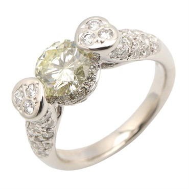 JEWELRY Diamond Ring Pt900 Platinum Yellow Used women US size 5.25