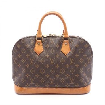LOUIS VUITTON Alma PM zip Handbag M51130 Monogram leather Brown Used Women