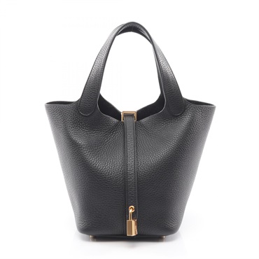 HERMES Picotin Lock PM tote bucket Handbag W 056289CC Taurillon Clemence BK GHW