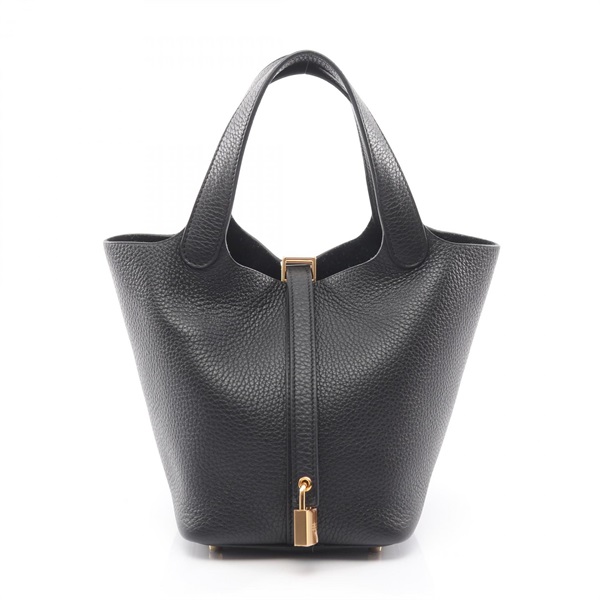 HERMES Picotin Lock PM tote bucket Handbag W 056289CC Taurillon Clemence BK GHW