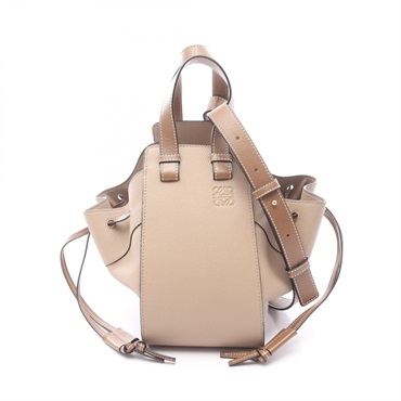 LOEWE hammock drawstring small Shoulder Bag leather Beige Used Women