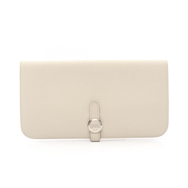 HERMES Dogon Long Bifold purse wallet Togo leather Beige Beton Used Women D SHW