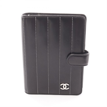 CHANEL Mademoiselle Agenda Notebook cover leather Black SHW Used Women CC Logo