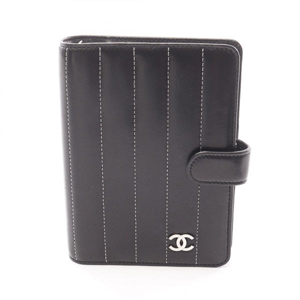 CHANEL Mademoiselle Agenda Notebook cover leather Black SHW Used Women CC Logo