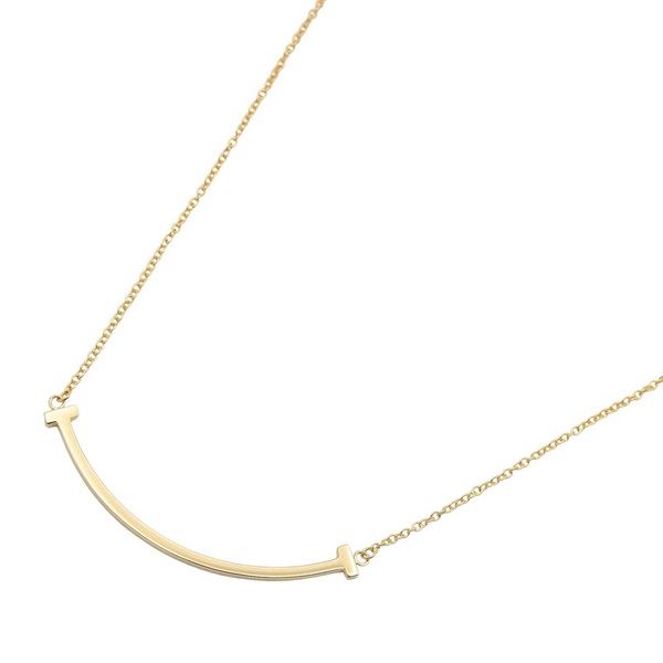 TIFFANY＆CO T Smile Small Necklace Pendant 18KYG Yellow Gold Used Women