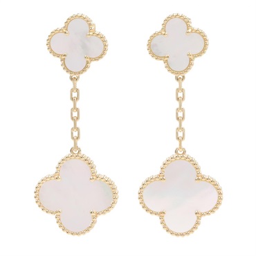 Van Cleef & Arpels Magic Alhambra Mother-of-Pearl Pierced Earrings 18KYG Women