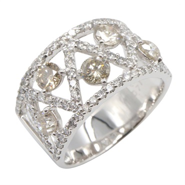JEWELRY Diamond Ring 18KWG White Gold Brown Used women US size 6.5