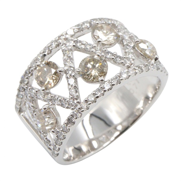 JEWELRY Diamond Ring 18KWG White Gold Brown Used women US size 6.5
