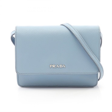PRADA Shoulder Crossbody Bag Saffiano leather light Blue SHW Used Women