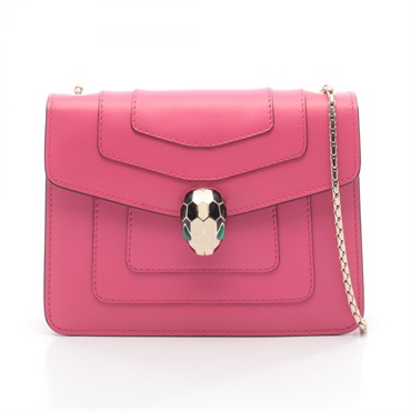 BVLGARI Serpenti Forever Chain Shoulder Bag leather Pink Used Women