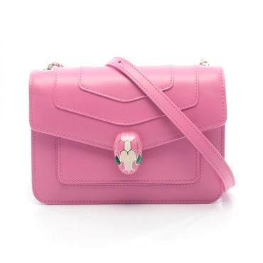BVLGARI Serpenti Forever Crossbody Shoulder Bag leather Pink Used Women