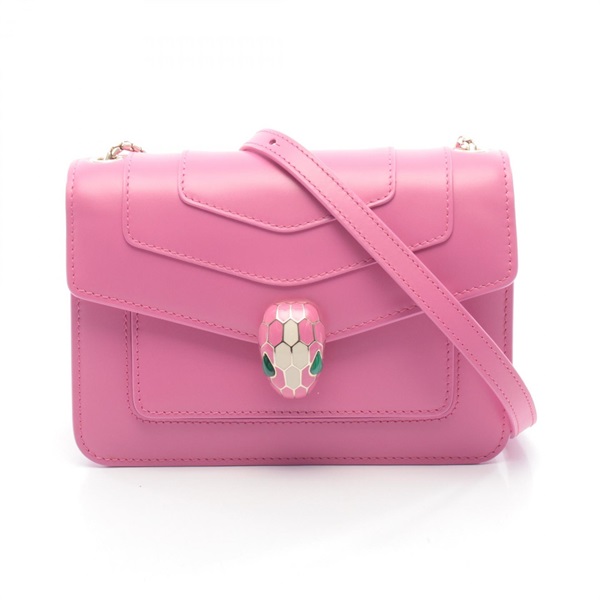 BVLGARI Serpenti Forever Crossbody Shoulder Bag leather Pink Used Women