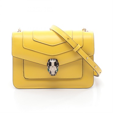 BVLGARI Serpenti Forever Chain Shoulder Bag leather Yellow Used Women