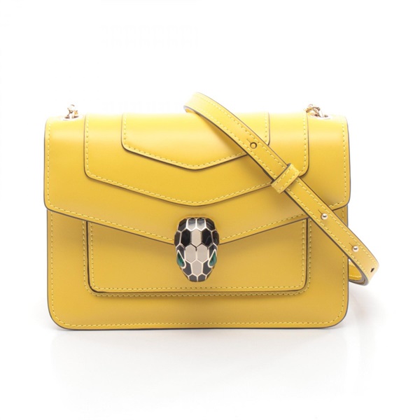 BVLGARI Serpenti Forever Chain Shoulder Bag leather Yellow Used Women