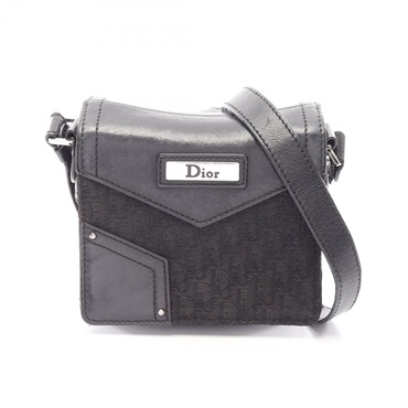 Christian Dior street chic trotter Shoulder Bag canvas leather Black Used Women