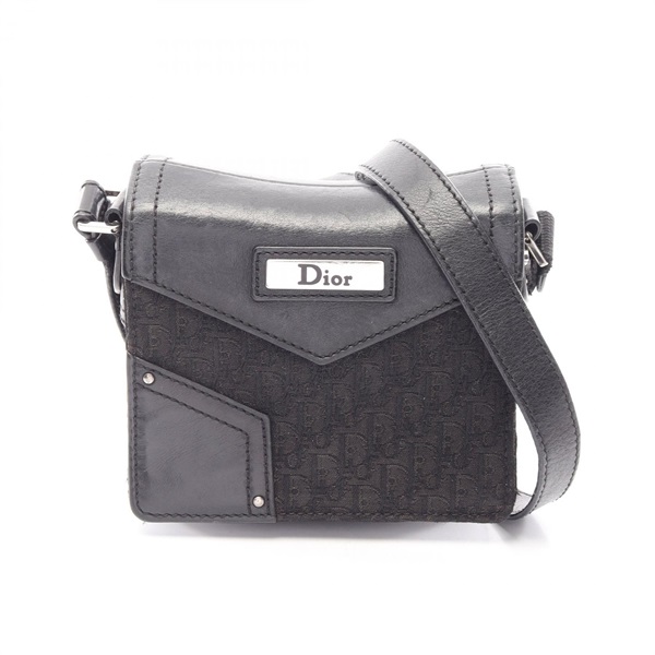 Christian Dior street chic trotter Shoulder Bag canvas leather Black Used Women