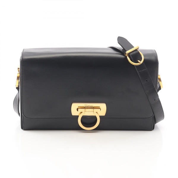 Salvatore Ferragamo Gancini Shoulder crossbody Bag leather Black Used Women