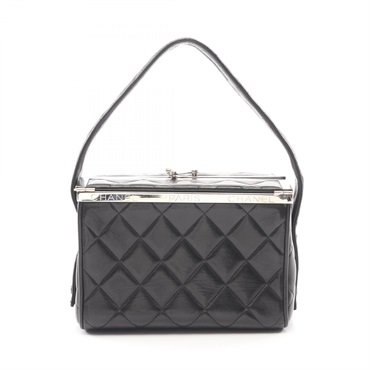 CHANEL Matelasse Handbag Lambskin leather Black Used Women SHW