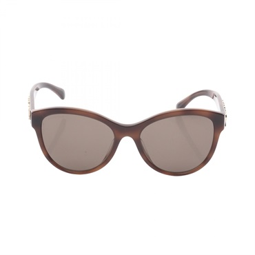 CHANEL logo Sunglasses Eyewear Plastic Brown Used Women Coco CC