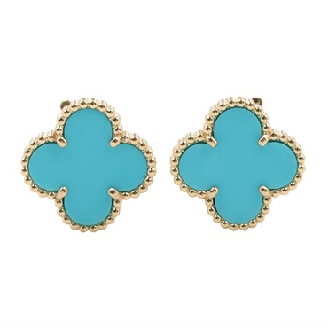 Van Cleef & Arpels Vintage Alhambra Pierced earrings 18KYG Gold Turquoise Used