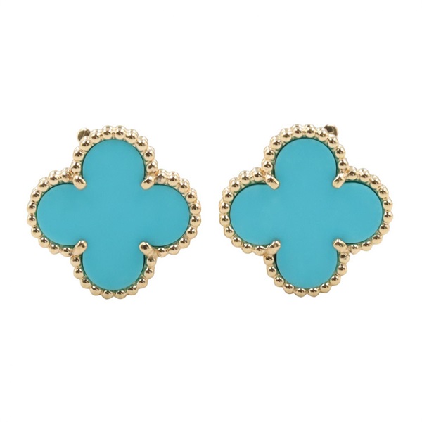 Van Cleef & Arpels Vintage Alhambra Pierced earrings 18KYG Gold Turquoise Used