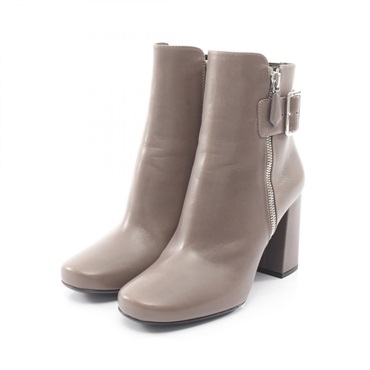 PRADA Heeled boots leather Gray #36.5 Used Women 8.5cm Heels