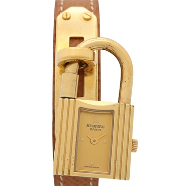 HERMES Kelly watch Wrist Watch KE1.201 Quartz Gold Plated leather Used Women