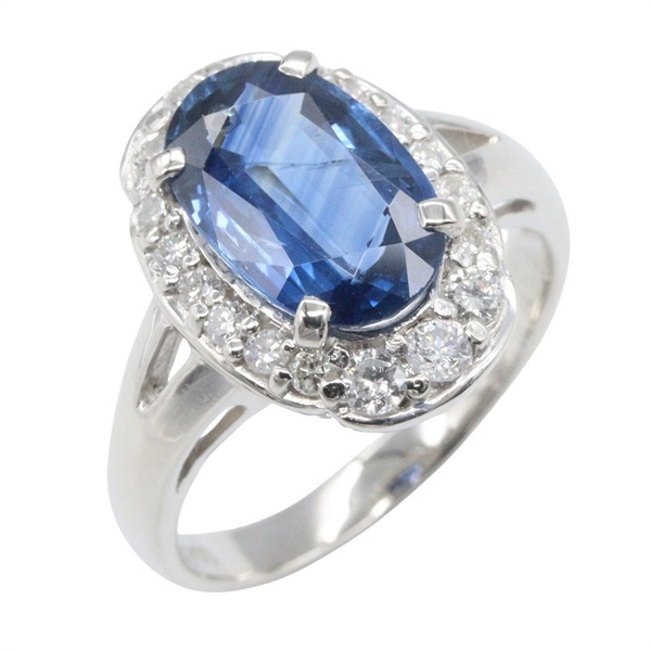 JEWELRY Sapphire Diamond Ring Pt900 Platinum Blue Used women US size 5.25
