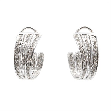 JEWELRY Diamond Pierced Earrings 18KWG White Gold Clear Used Women