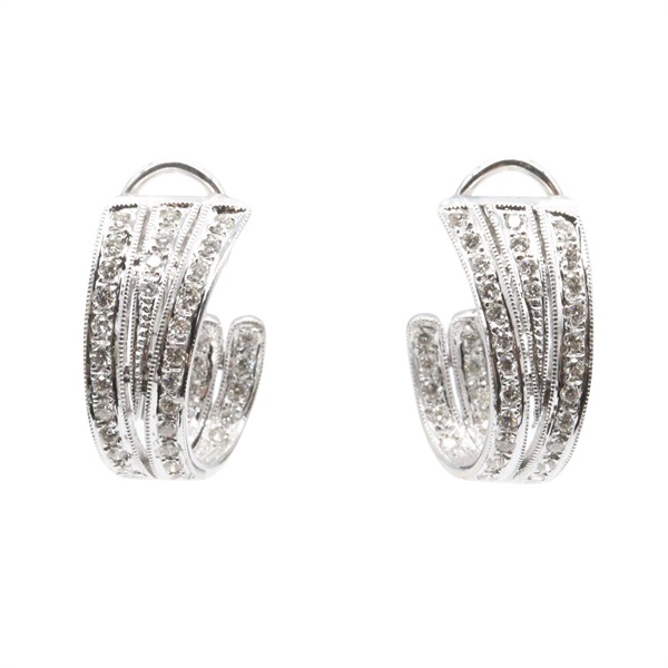 JEWELRY Diamond Pierced Earrings 18KWG White Gold Clear Used Women