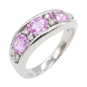 JEWELRY Pink sapphire Diamond Ring 18KWG White Gold Used women US size 6
