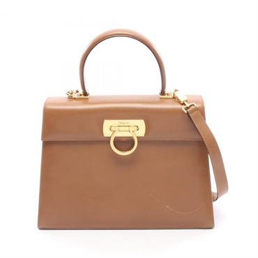 Salvatore Ferragamo Gancini Shoulder Crpssbody Handbag 21 2181 leather GHW Used