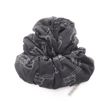 BALENCIAGA BB Monogram Scrunchie silk Black Gray Used Women
