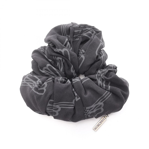 BALENCIAGA BB Monogram Scrunchie silk Black Gray Used Women