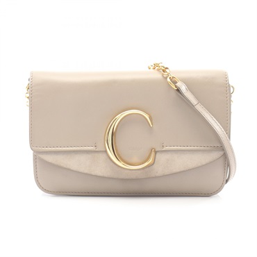 Chloe C Shoulder Crossbody Bag CHC19SS192 leather Beige GHW Used Women