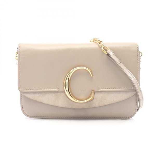 Chloe C Shoulder Crossbody Bag CHC19SS192 leather Beige GHW Used Women