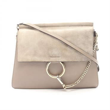 Chloe FAYE Medium Shoulder Crossbody Bag 04165665-04 leather Suede Beige Used