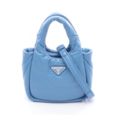 PRADA Padded Shoulder Crossbody Handbag 1BA359 leather Blue Used Women