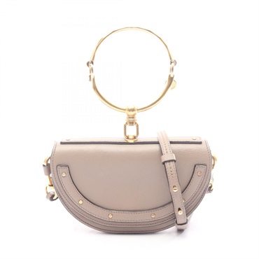 Chloe Nile Small Minaudiere Shoulder Crossbody Handbag leather Beige Used Women