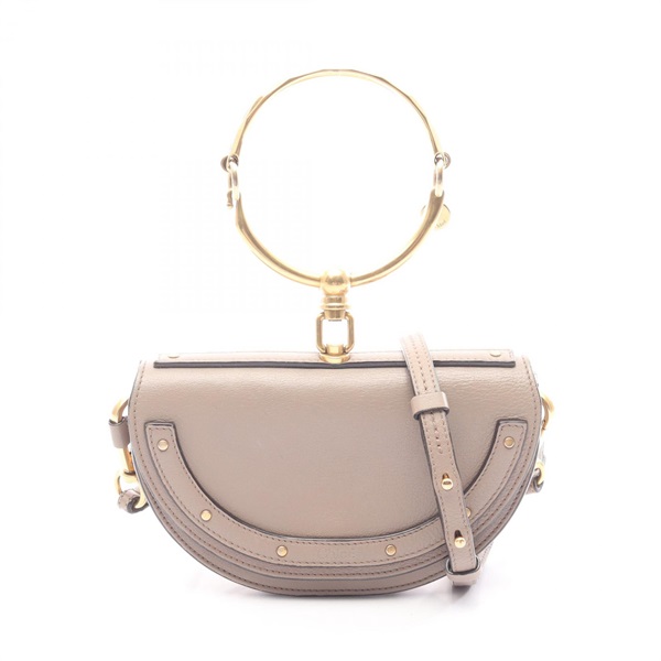 Chloe Nile Small Minaudiere Shoulder Crossbody Handbag leather Beige Used Women