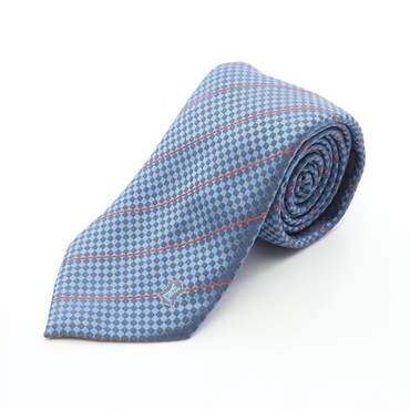 LOUIS VUITTON Damier pattern Tie silk Blue Red Used mens LV