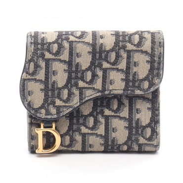 Christian Dior SADDLE Lotus Oblique Jacquard Purse Wallet S5652CTZQ_M928 Used