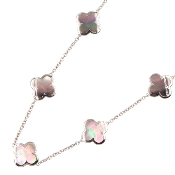 Van Cleef & Arpels Pure Alhambra Necklace 18KWG White Gold Gray mother of pearl
