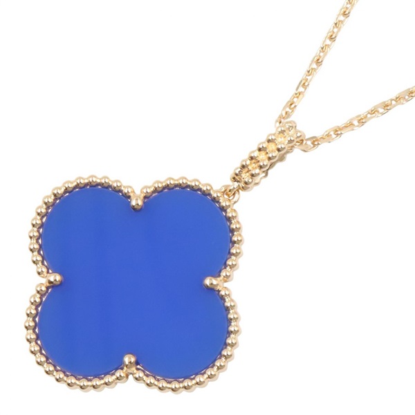 Van Cleef & Arpels Magic Alhambra Blue Agate Necklace 18KYG Gold Used Women