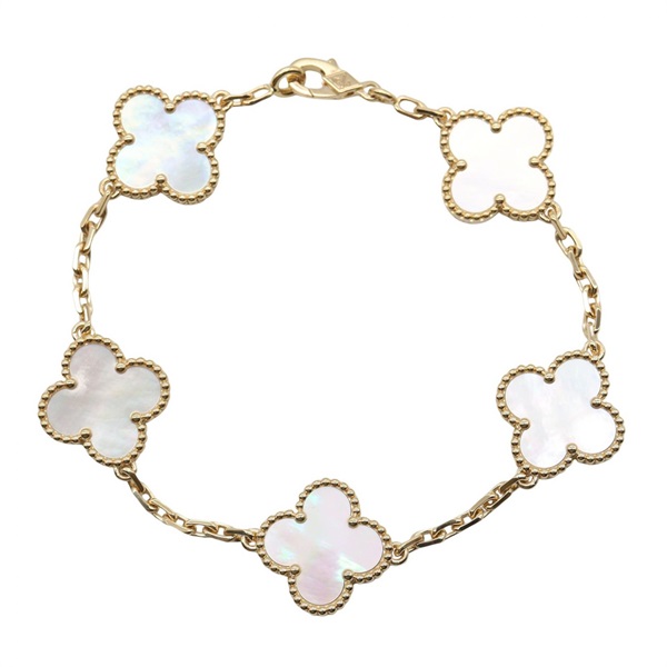 Van Cleef & Arpels Vintage Alhambra Mother-of-Pearl 5 Motifs Bracelet 18KYG
