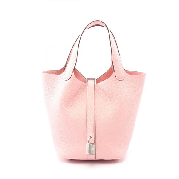 HERMES Picotin Lock PM bucket tote Handbag K Taurillon Clemence Rose sakura SHW