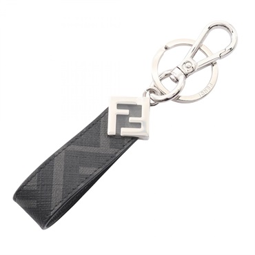 FENDI FF Square Zucca Key ring holder 7AP100AFCBF0GXN canvas Black Gray NEW