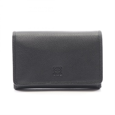 LOEWE Anagram Bi-fold Wallet leather Black Used Women