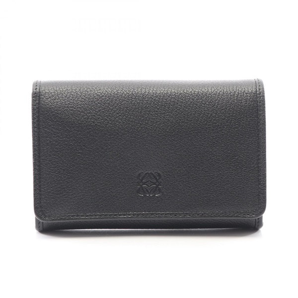 LOEWE Anagram Bi-fold Wallet leather Black Used Women